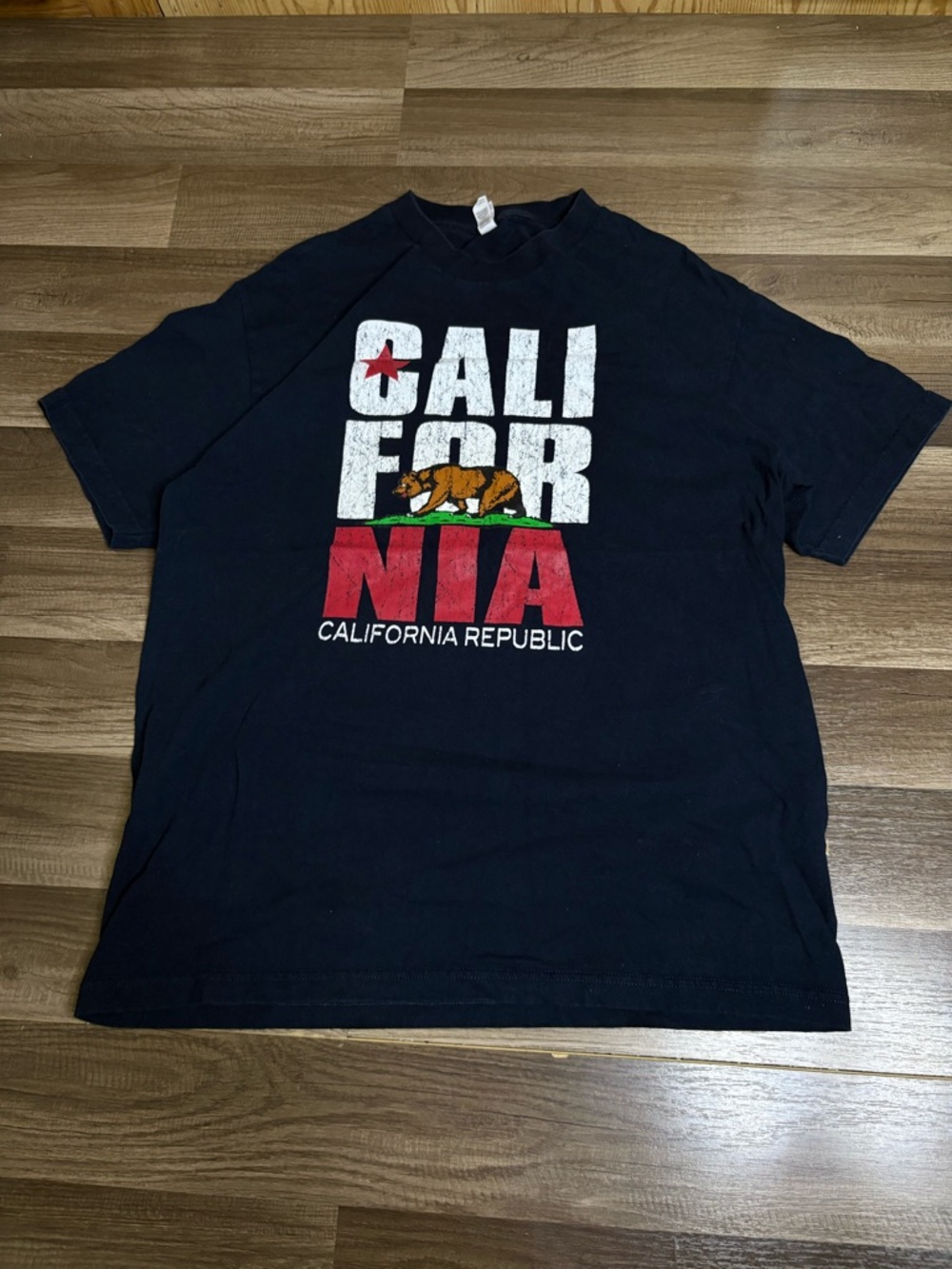 Alstyle Apparel Bear Graphic California Republic Navy Men's L Jersey T-Shirt